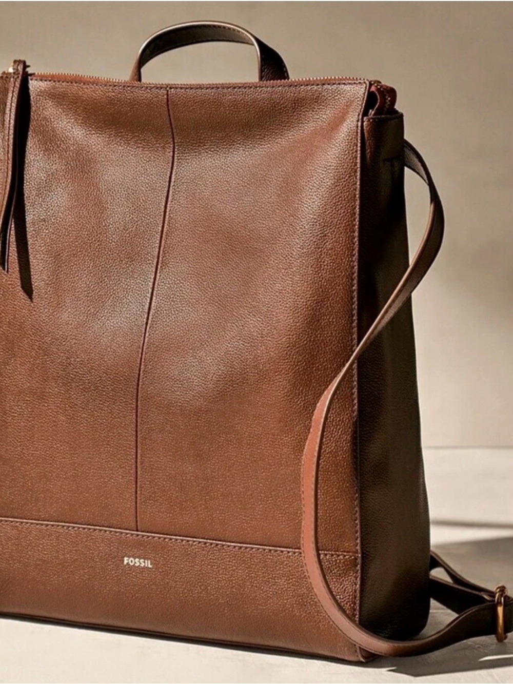 Fossil Elina Large Convertible Backpack Brown Leather - Picture 10 of 10